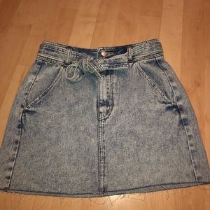 pacsun light blue jean skirt with tie
